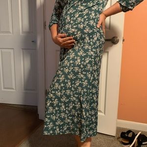 Green button down dress.